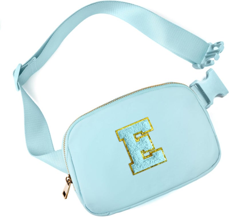 Gitus Gifts for 8 9 10 11 12 Year Old Girls Belt Bag Fanny Pack Crossbody Bags with Initial Letter Patch Cute Stuff Birthday Gifts for Teen Girls Women Personalized Trend Stuff (Icing Blue-E) - Image 1